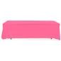 Pink 3-sided event table cloth with clean drape and rounded corner design