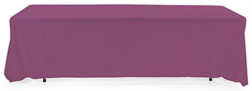 Purple 3-sided event table cloth with clean drape and rounded corner design