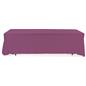 Purple 3-sided event table cloth with clean drape and rounded corner design