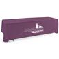 Purple open back tablecloth with custom artwork