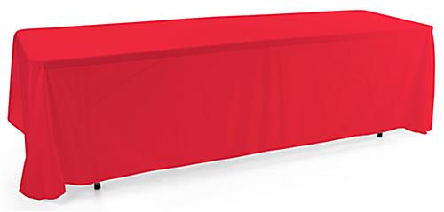 Red 3-sided event table cloth in machine washable polyester fabric
