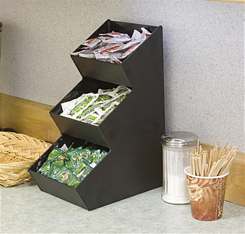 Condiment packet organizer with three tiers