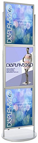 Silver Triple 22 x 28 Mobile Graphic Stand with Rolling Base