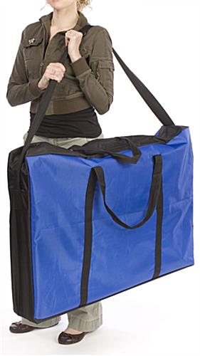 Our portable display wall panels come with a handy carrying bag