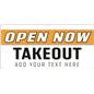 Open for take out banner sign with 6 metal hanging grommets