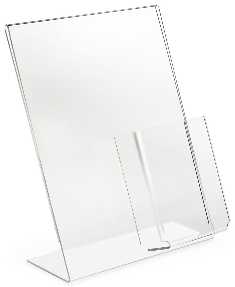 Workshop Series 8.5 x 11 Acrylic Sign Holder w/ Business Card Pocket,  T-style - Clear