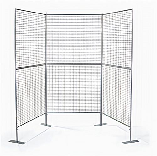 Wire Mesh Art Display Booth | U-Shape | Silver | Post Up Stand