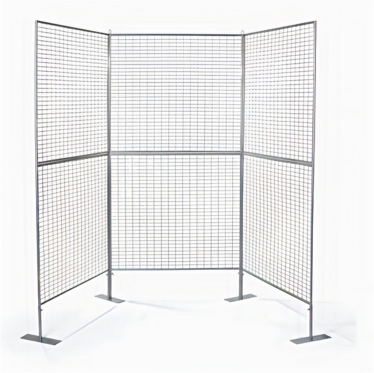 Wire Mesh Art Display Booth | U-Shape | Silver | Post Up Stand