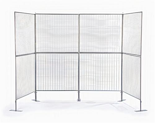 Wire Mesh Art Display Booth | U-Shape | Silver | Post Up Stand