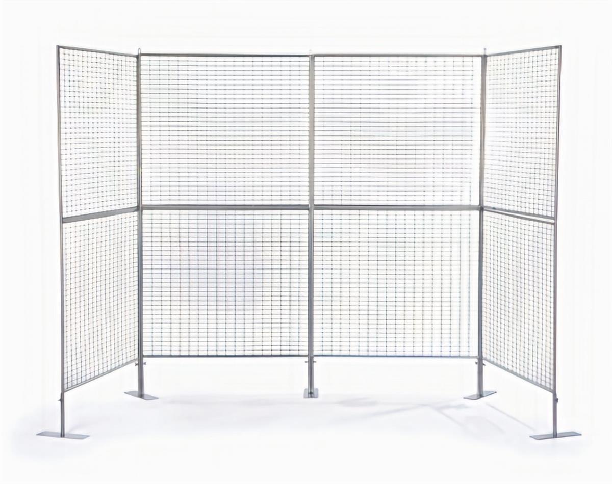 Wire Mesh Art Display Booth | U-Shape | Silver | Post Up Stand