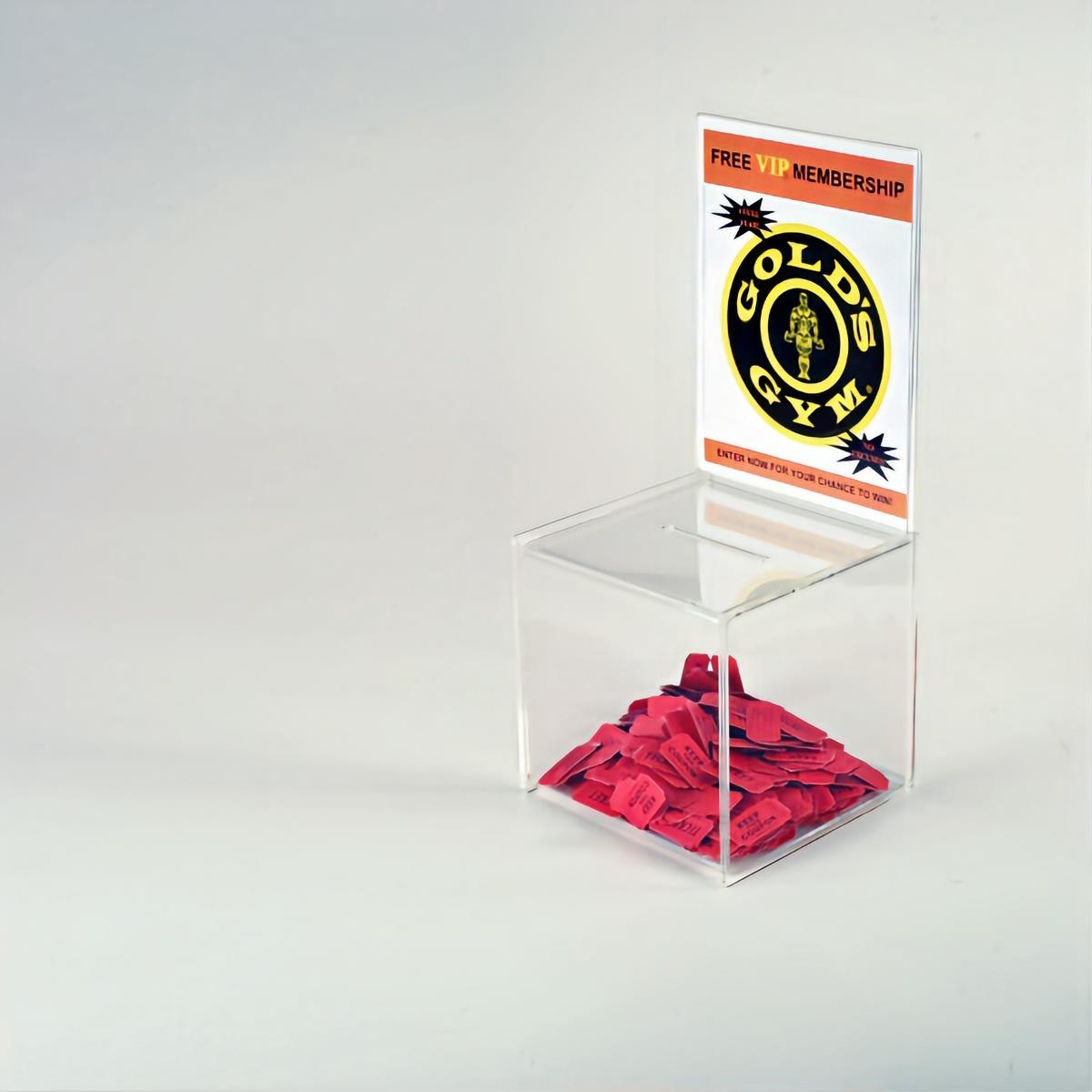 Clear Acrylic Suggestion Box With 8.5" x 11" Sign Header