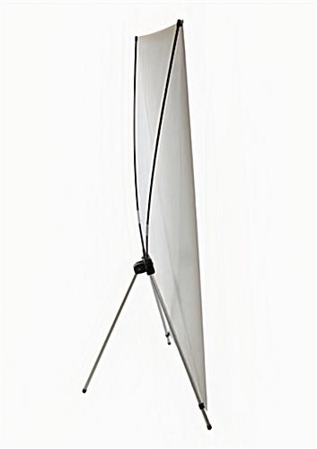Side of the x-frame banner stand showing tripod hardware