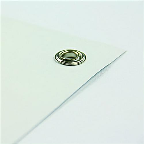 The x-frame banner for tabletops secures to the frame with grommets