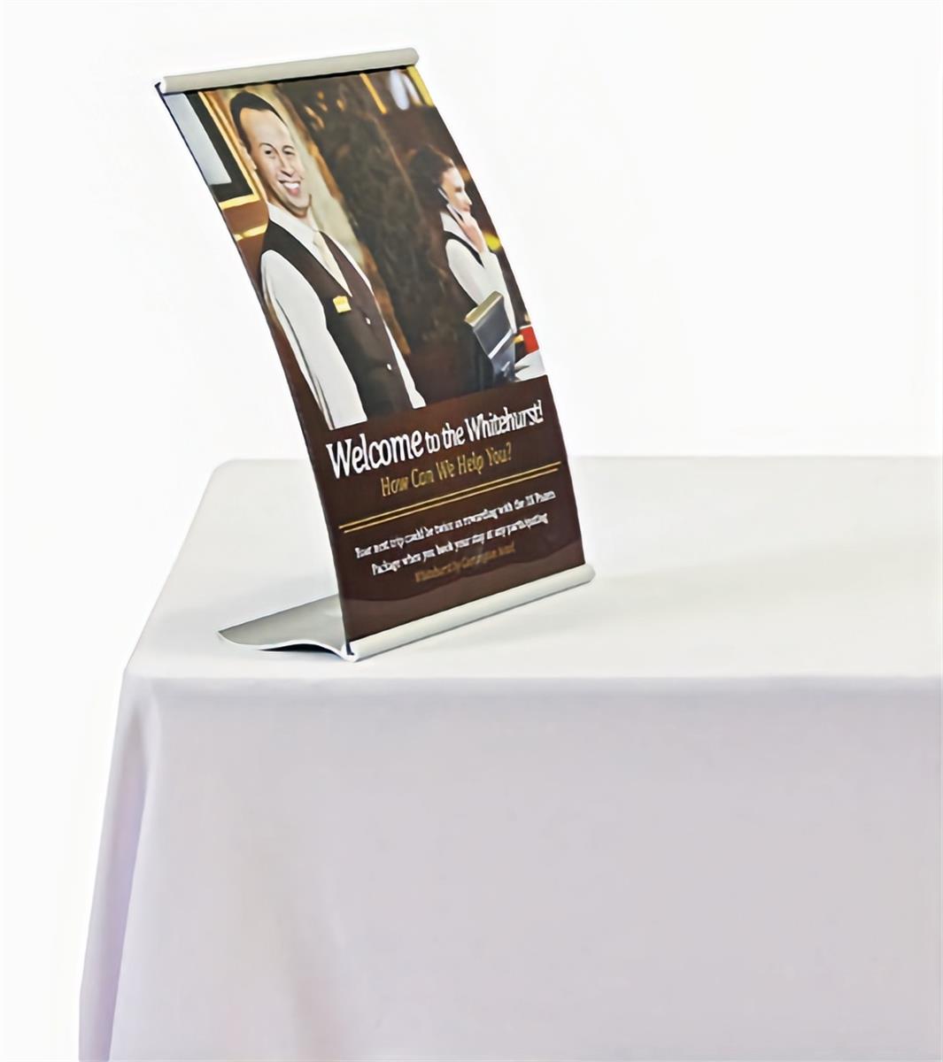 Designer Curved Table Top Sign Holder Complete Unit