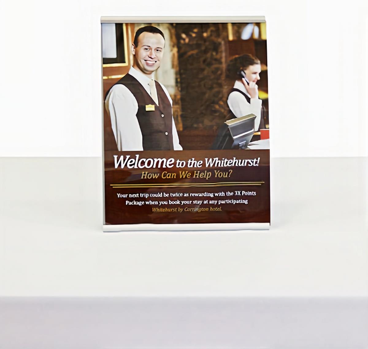 Designer Curved Table Top Sign Holder Complete Unit