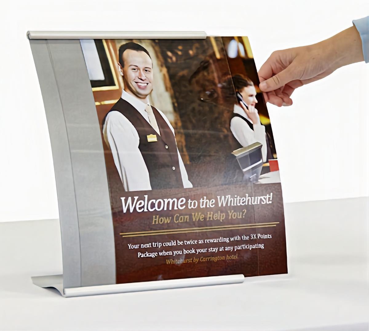 Designer Curved Table Top Sign Holder Complete Unit