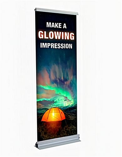 Glow Retractable Banner Stand with LED Lights oblique view