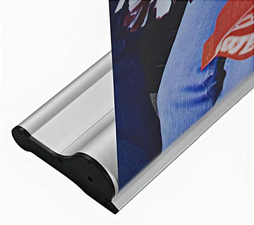 Link retractable banner stand with printed graphics base oblique view