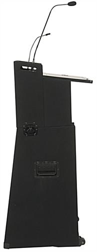 Podium with mic and speaker that detaches into a tabletop lectern and case