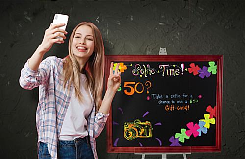 Adjustable acrylic artist easel with write-on color chalkboard