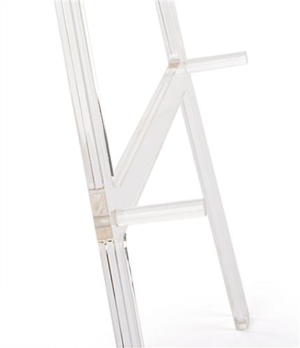 Acrylic A frame floor easel with acrylic fixed pegs for holding media