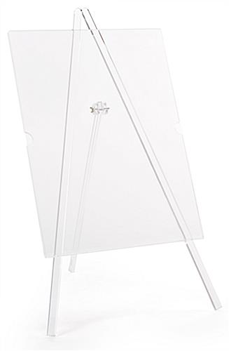 Acrylic tripod poster display easel with three anti-scratch legs