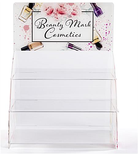 3 Tier acrylic step display with printable header area
