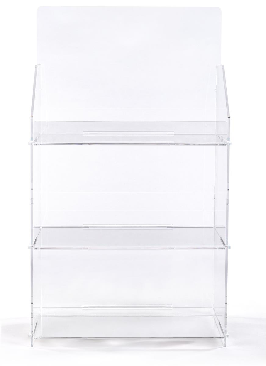 Retail Clear Plastic Polycarbonate Four Tier Counter Step Display 16"Wx8"Dx8"H 