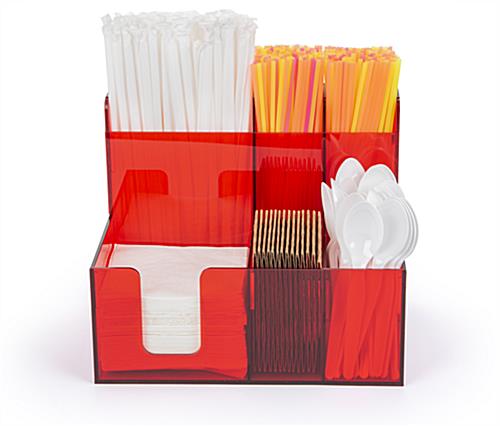 Translucent red acrylic bar organizer caddy