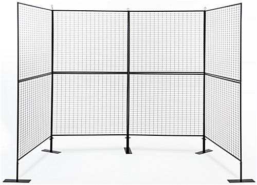 Four section matte black art fair wire display wall