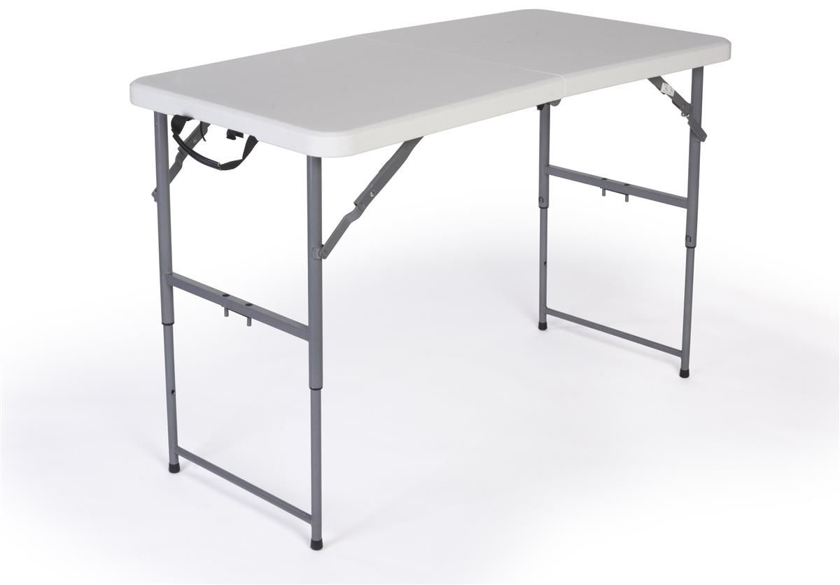 Folding Table With Adjustable Height 4 Foot Long With Locking Legs