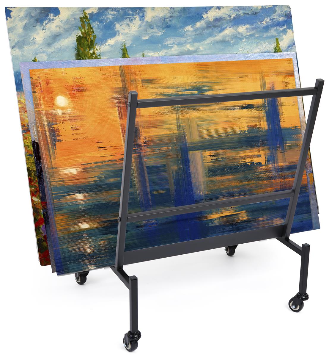 Prints Holds Posters Canvas Art for Shows & Storage Mobile with Rolling Casters Size 22Hx34Wx6D Art Expo Metal Art Professional Print Rack 