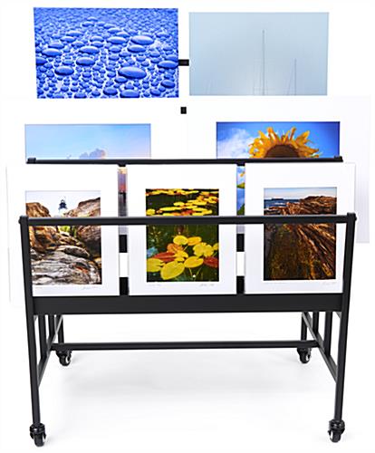 Three-tier art display rack is excellent for showcasing photography 