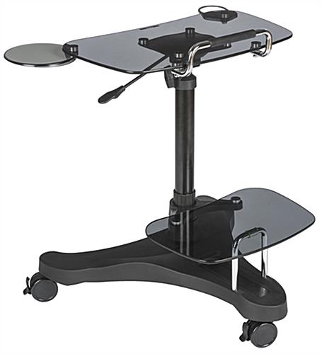 Sit To Stand Rolling Workstation with Glass Surfaces