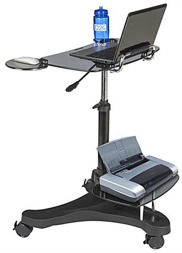 Sit To Stand Rolling Workstation with Printer Shelf