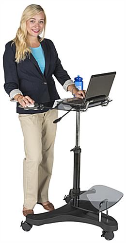 Sit To Stand Rolling Workstation with Gas Spring Lift Pole