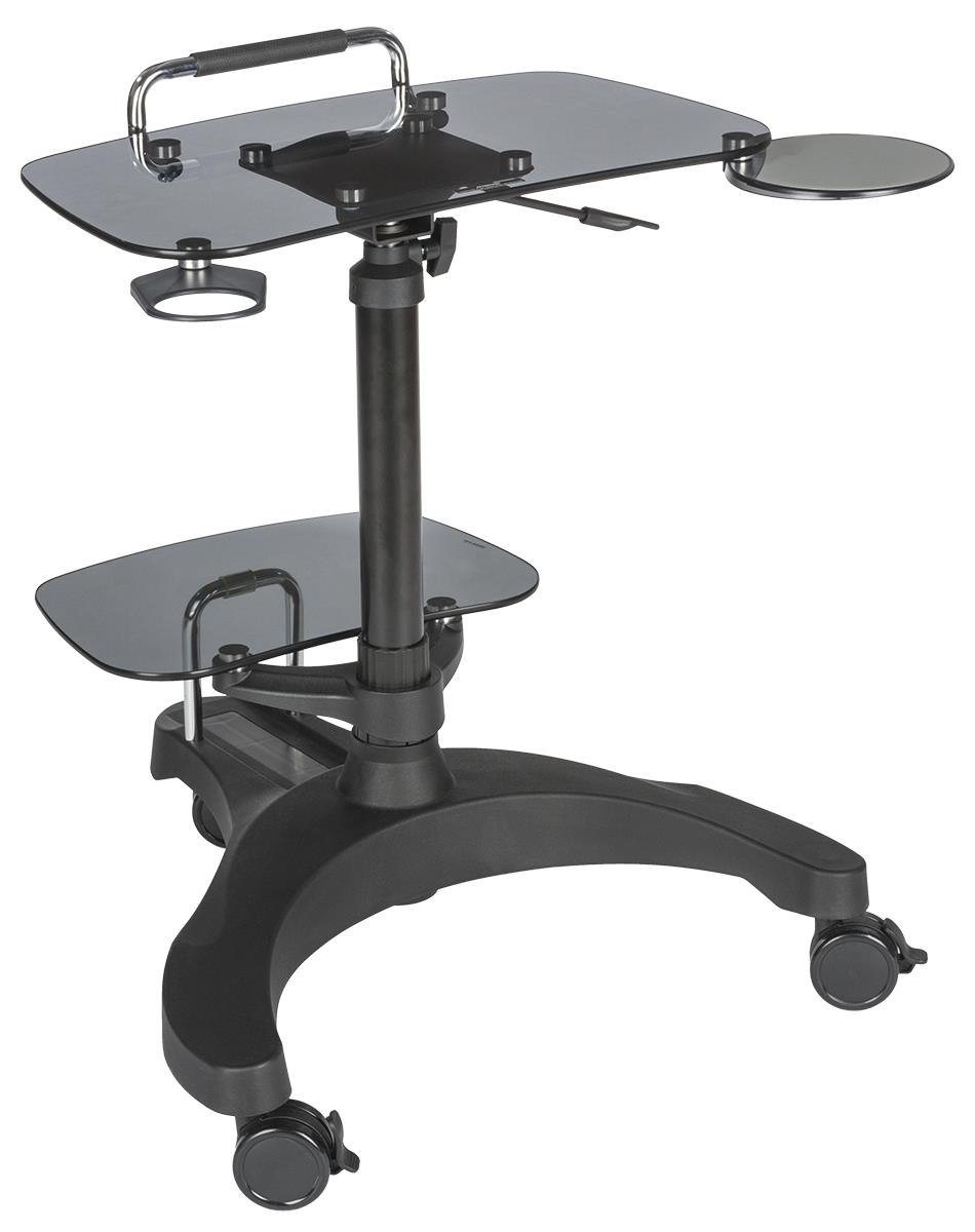 Height Adjustable Laptop Stand, Printer Shelf, Mouse Pad & Cup Holder –  Black