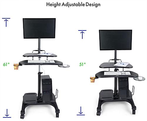 Mobile workstation desk height adjustable design