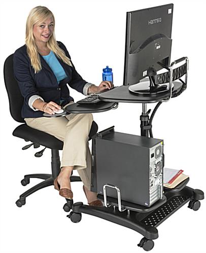 Mobile PC Workstation with Height Adjustable Lift Pole