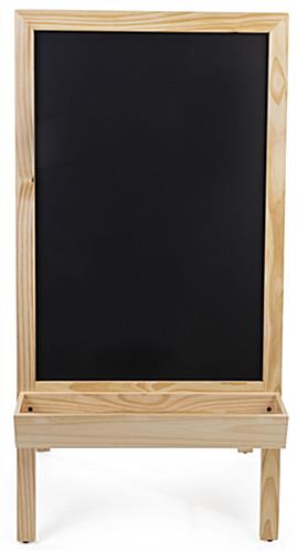 Chalkboard sidewalk sign with planter bottom also supports writeable markers