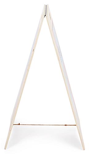 Side view of wooden A-frame sign