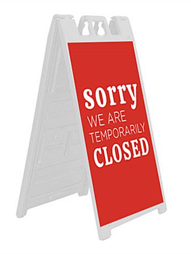 Temporarily closed a-frame sign