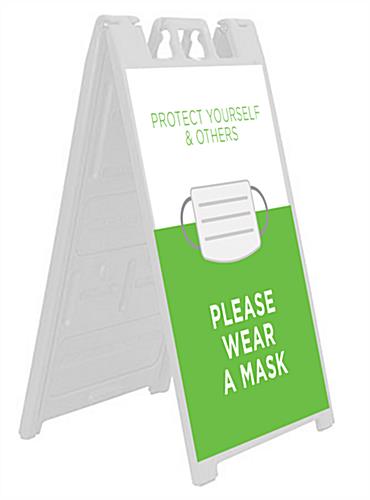 Please wear a mask a-frame sign
