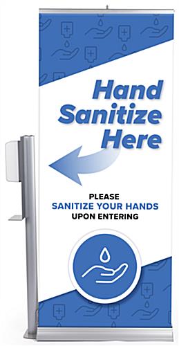 Lightweight automatic hand sanitizer banner stand weighs 8 pounds 