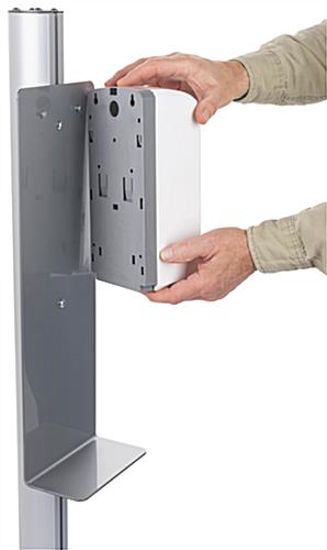 Automatic hand sanitizer banner stand with keyhole design 