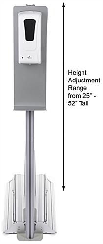Automatic hand sanitizer banner stand with height adjustable drip tray rail