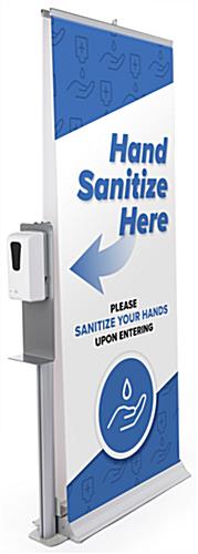 Automatic hand sanitizer banner stand with aluminum construction 