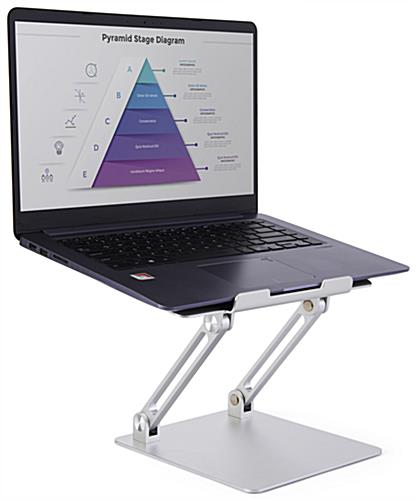 Adjustable laptop stand for desk with non-slip pads