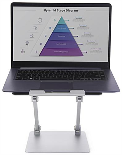 Adjustable laptop stand for desk with a 9 x 10 inch surface area
