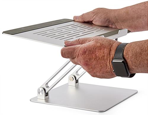 Adjustable laptop stand for desk with z-shaped structure